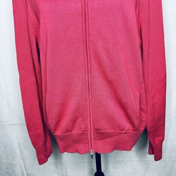 Talbots Full-Zip Cardigan Sweater Mercerized Cotton Pink Long-Sleeve Sz XL - Picture 3 of 8